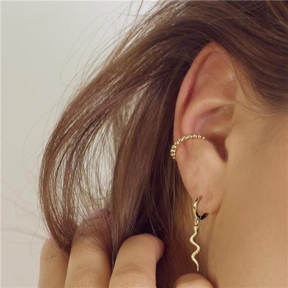 Evil Eye Hoop Earrings 14K Gold Plated with Shining Cubic Zirconia for Women - Picture 3 of 8